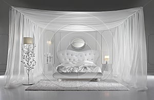 Blanco lujoso dormitorio 