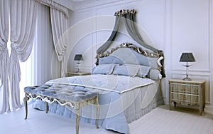 White luxury bedroom in neoclassic style