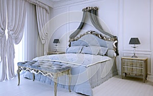 White luxury bedroom in neoclassic style photo