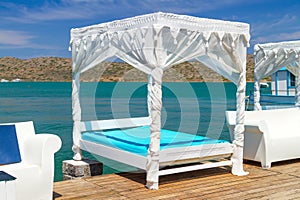 White luxury beds at Mirabello Bay on Crete
