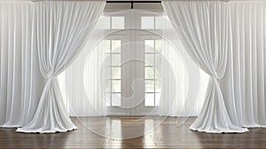 White luxury curtains for doors and windows home decorations for living room and modern style