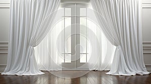 White luxury curtains for doors and windows home decorations for living room and modern style