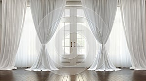 White luxury curtains for doors and windows home decorations for living room and modern style