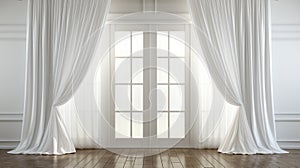 White luxury curtains for doors and windows home decorations for living room and modern style