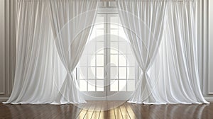 White luxury curtains for doors and windows home decorations for living room and modern style