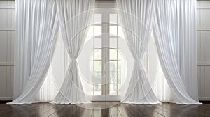 White luxury curtains for doors and windows home decorations for living room and modern style