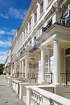 White luxury houses facades in London