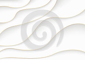 White Luxury Paper Cut Background with Golden Edges