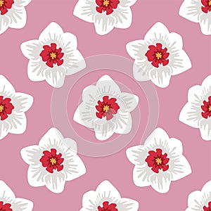White lyly flowers repeat pattern