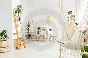 White macrame hammock