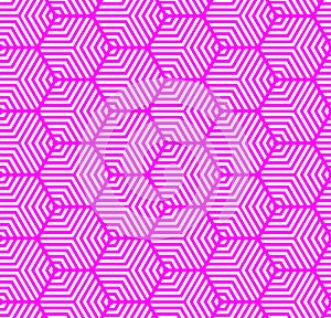 White on magenta multi hexagonal line pattern seamless repeat background