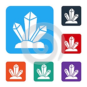 White Magic stone icon isolated on white background. Fantasy crystal. Jewelry gem for game. Set icons in color square