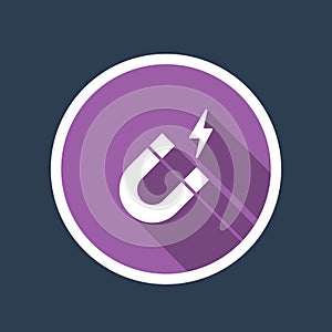 White magnet loco icon in purple, violet circle