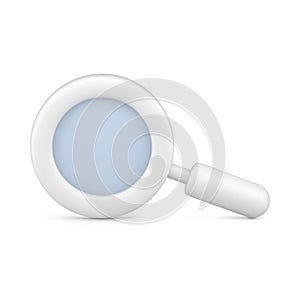 White magnifying glass vector 3d realistic icon