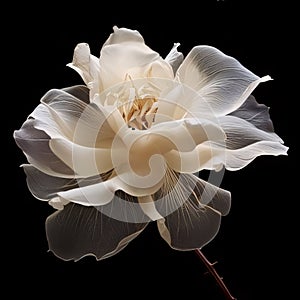 White magnolia flower isolated on black background. Flowering flowers, a symbol of spring, new life