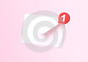 White mail envelope with red marker message on pink background