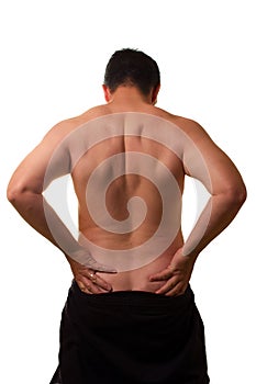 White Male with Back Pain - Bare Torso