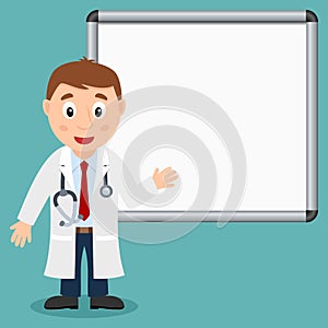 White Male Doctor and Magnetic Board