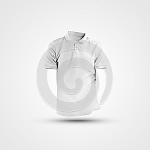 White male polo mock-up, 3D rendering, for design presentation, print, online store advertising, front view
