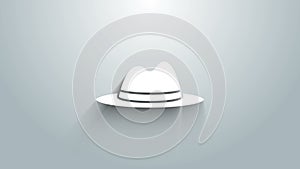 White Man hat with ribbon icon isolated on grey background. 4K Video motion graphic animation