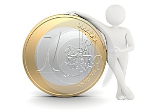 White man standing near big size euro coin