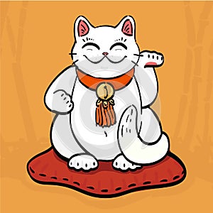 white maneki neko talisman cat