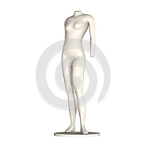 White maniken with no clothes on a white background. Isolate