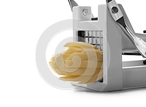 White manual machine for cutting potatoes photo