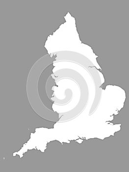 White Map of England on Gray Background