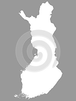 White Map of Finland on Gray Background