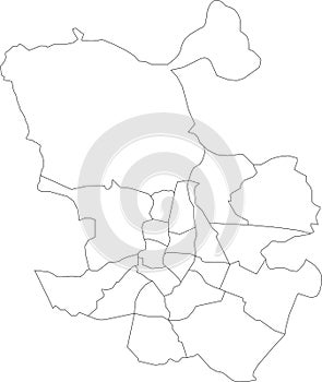 White map of neighborhoods of Madrid  Spain photo