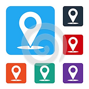 White Map pin icon isolated on white background. Navigation, pointer, location, map, gps, direction, place, compass