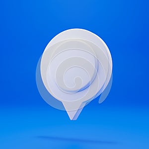 White map pointer pin Symbol in 3D rendering isolated on blue background