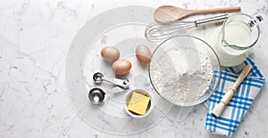 White Marble Baking Cooking Banner Background