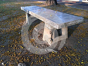 White marble bench.