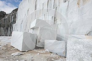 Marble quarry white block photo