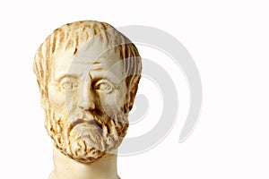 White marble bust of the greek philosopher Aristotle, isolated photo