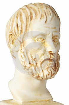 White marble bust of the greek philosopher Aristotle photo