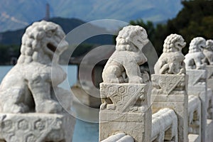 White Marble Carved Lions