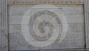 White marble carving,wall flower design,detail stone wood and iron antique