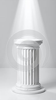 White Marble Column Pedestal Under Spotlight