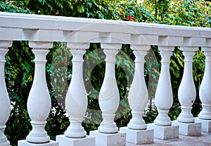White marble columns in a row, parapet