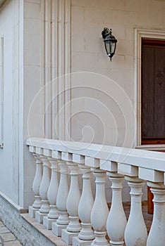 White marble columns in a row, parapet