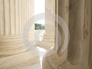 White Marble Columns at US Supreme Court Building in Washington