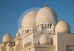 White Marble Domes of Abu Dhabi Sheikh Zayed Mosque