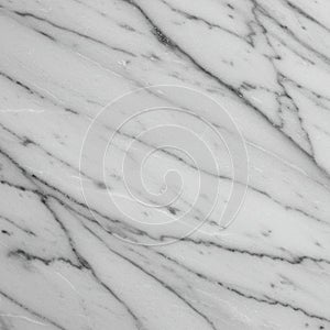 White marble with gray veining in diagonal lines. The surface is smooth with a natural