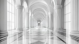 Grand White Colonnade Hallway