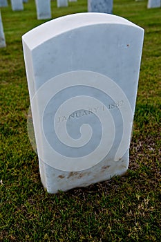 White Marble Military Style Headstone or Gravestone