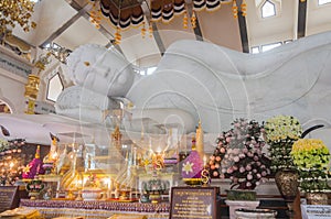 White marble nirvana Buddha in Thailand