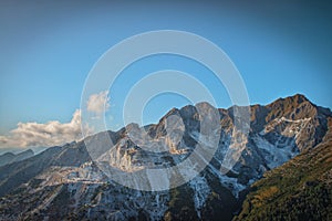 A white marble quarry in Apuan Alps, Carrara, Italy